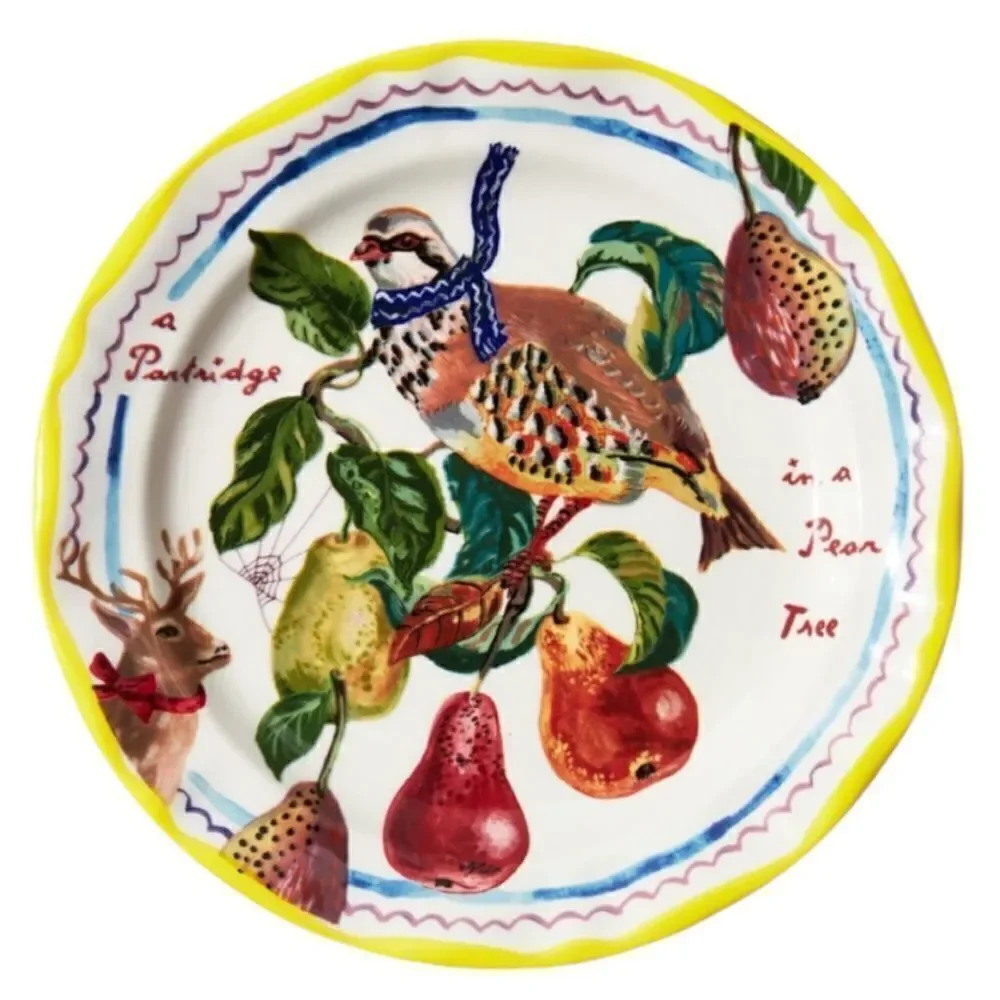 Anthropologie Nathalie Lete Dessert Plate A Partridge in a Pear Tree NEW